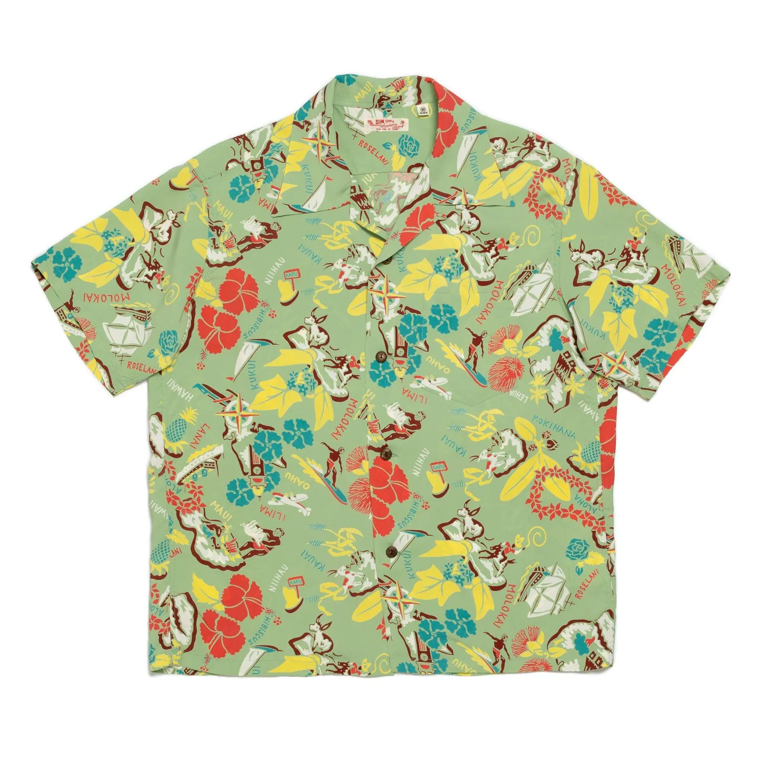 Sun Surf Shirts|Hawaiian Shirt<Symbol of The Islands Hawaiian Shirt Green