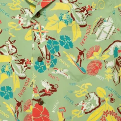Sun Surf Shirts|Hawaiian Shirt<Symbol of The Islands Hawaiian Shirt Green